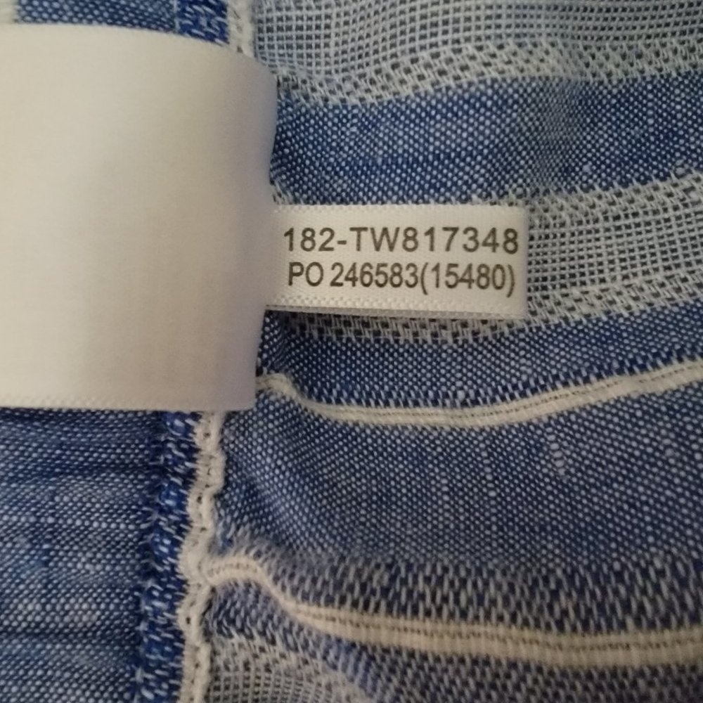 Tommy Bahama Palmbray High- Rise Linen Shorts Size XL Light Blue & White Stripes